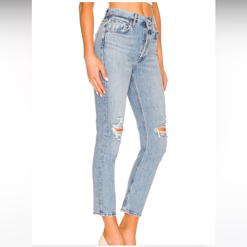 Agolde high rise straight crop jeans in escalate